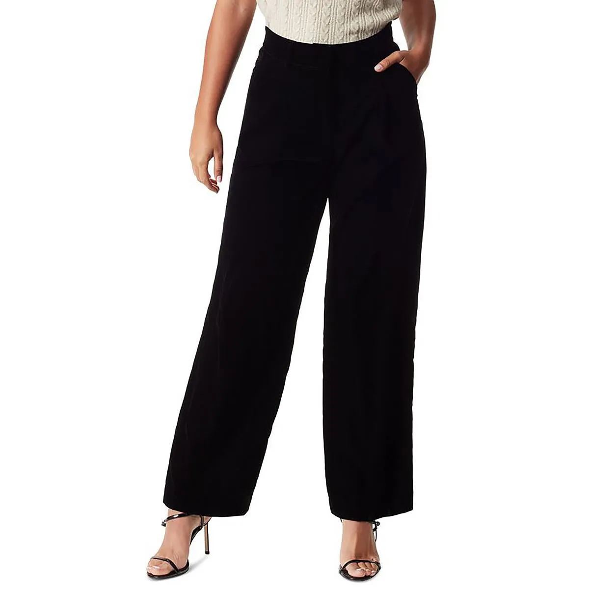 Womens Velvet High Rise Wide Leg Pants